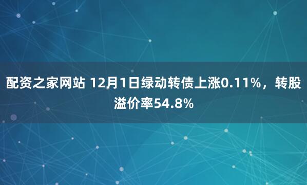 配资之家网站 12月1日绿动转债上涨0.11%，转股溢价率54.8%