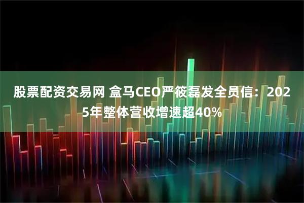 股票配资交易网 盒马CEO严筱磊发全员信：2025年整体营收增速超40%